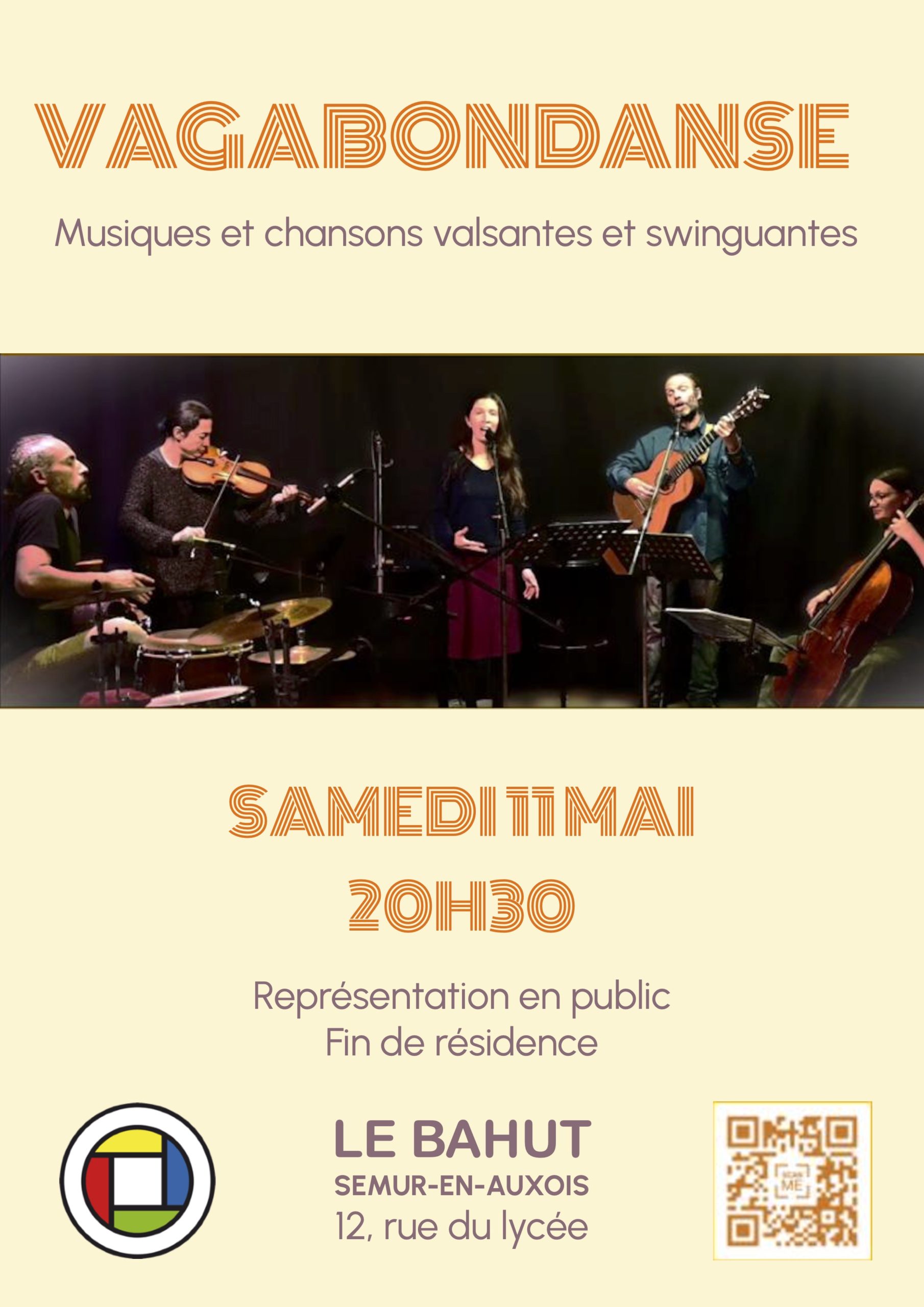 Affiche du concert de Vagabondanse au Bahut à Semur